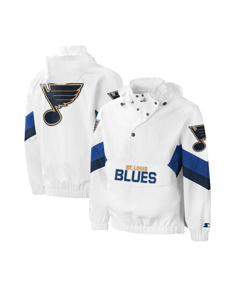 Men's White St. Louis Blues Enforcer Half-Zip Windbreaker Hoodie $49.60 Sweatshirt