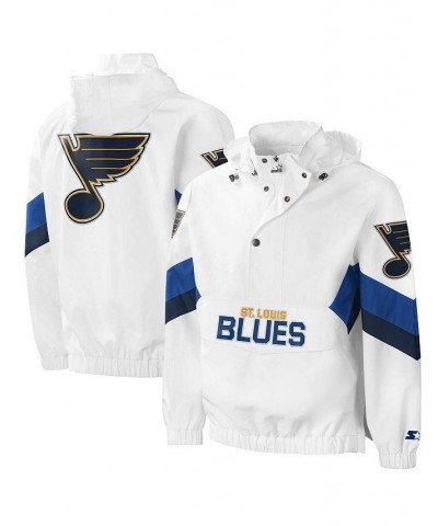 Men's White St. Louis Blues Enforcer Half-Zip Windbreaker Hoodie $49.60 Sweatshirt