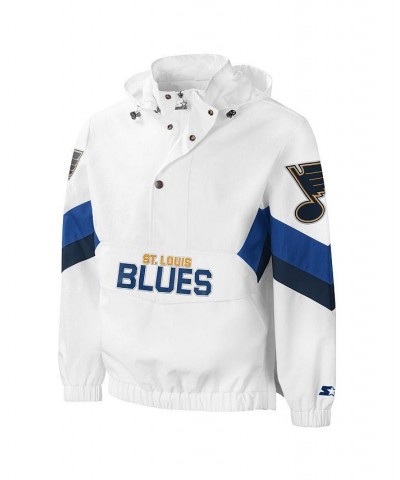 Men's White St. Louis Blues Enforcer Half-Zip Windbreaker Hoodie $49.60 Sweatshirt