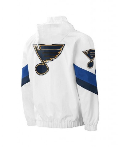 Men's White St. Louis Blues Enforcer Half-Zip Windbreaker Hoodie $49.60 Sweatshirt