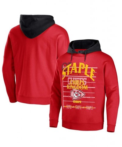 Men's NFL X Staple Red Kansas City Chiefs Oversized Gridiron Vintage-Like Wash Pullover Hoodie $32.85 Sweatshirt