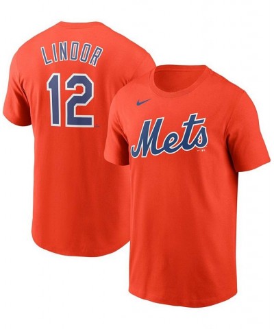 Men's Francisco Lindor Orange New York Mets Name Number T-shirt $25.99 T-Shirts