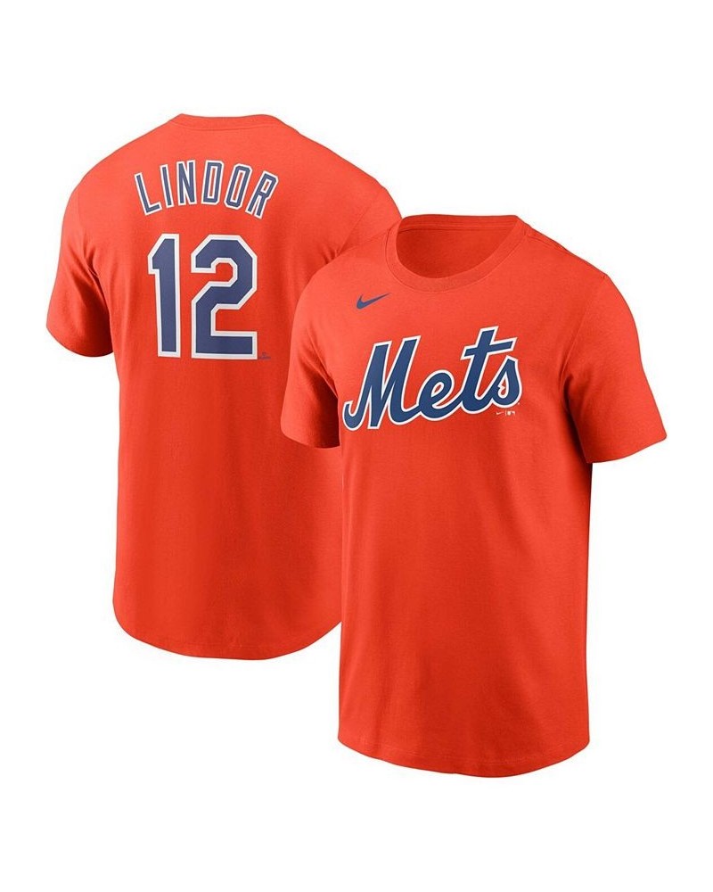 Men's Francisco Lindor Orange New York Mets Name Number T-shirt $25.99 T-Shirts