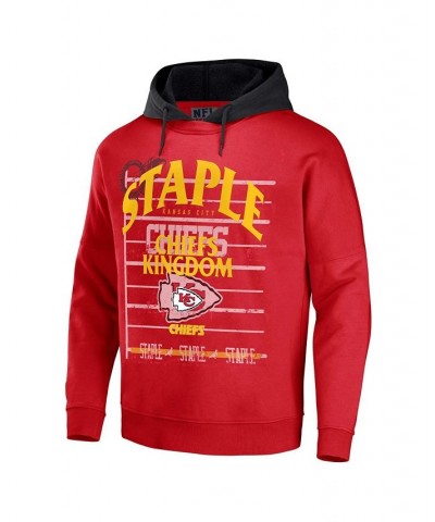 Men's NFL X Staple Red Kansas City Chiefs Oversized Gridiron Vintage-Like Wash Pullover Hoodie $32.85 Sweatshirt