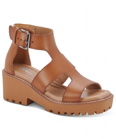 Women's Hattie Platform Wedge Sandals Tan/Beige $52.82 Shoes