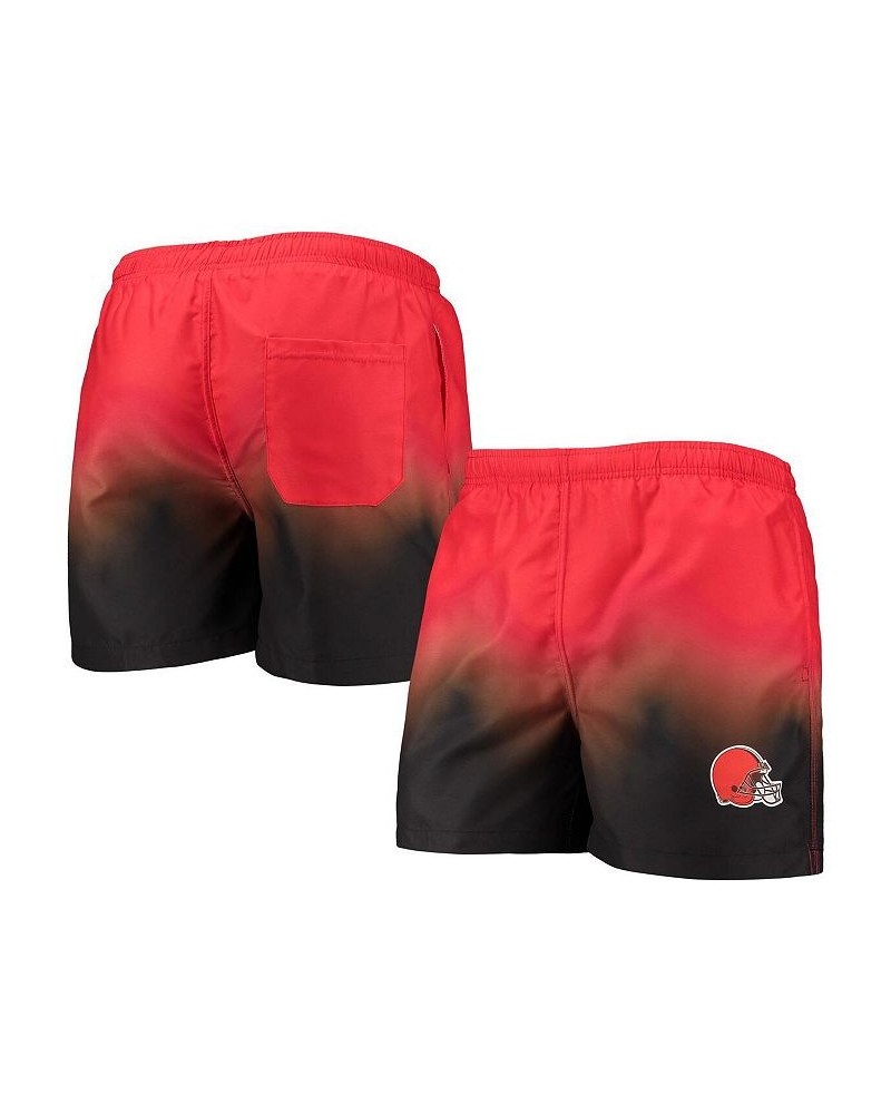 Men's Orange, Brown Cleveland Browns Dip-Dye Swim Shorts $28.80 Swimsuits