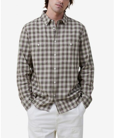 Men's Brooklyn Long Sleeve Shirt Brown $38.49 Shirts