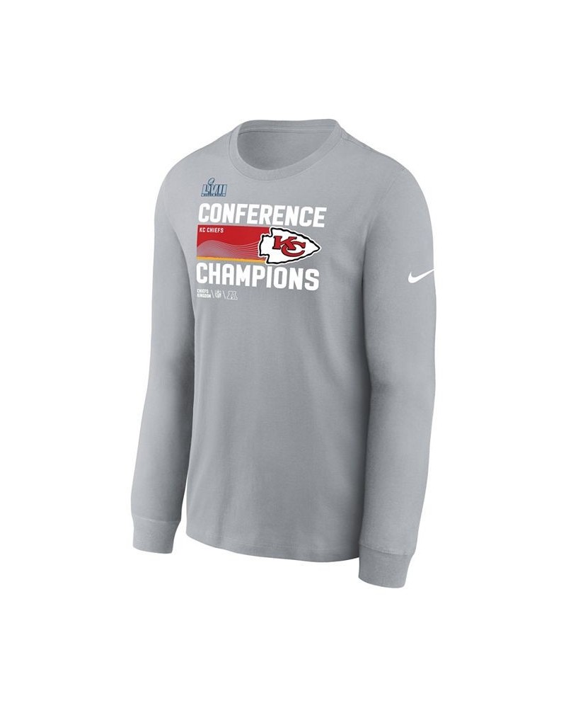 Men's Gray Kansas City Chiefs 2022 AFC Champions Trophy Collection Long Sleeve T-shirt $20.70 T-Shirts