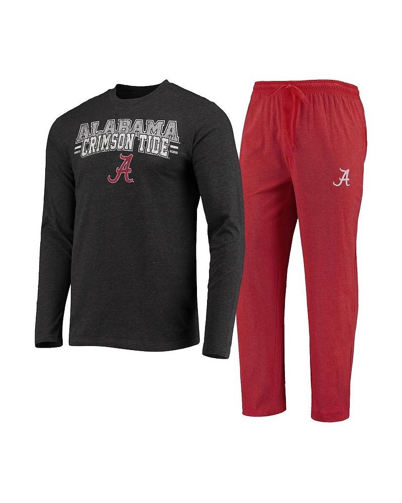 Men's Crimson, Heathered Charcoal Alabama Crimson Tide Meter Long Sleeve T-shirt and Pants Sleep Set $36.80 Pajama