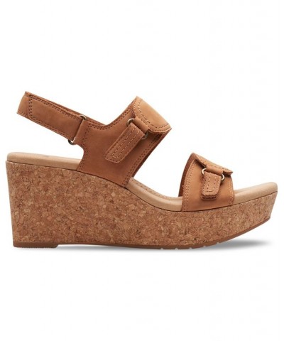 Women's Rose Lane Slingback Platform Wedge Sandals Tan/Beige $34.88 Shoes