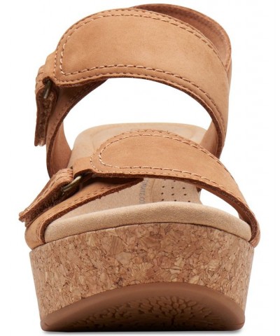 Women's Rose Lane Slingback Platform Wedge Sandals Tan/Beige $34.88 Shoes