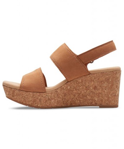 Women's Rose Lane Slingback Platform Wedge Sandals Tan/Beige $34.88 Shoes