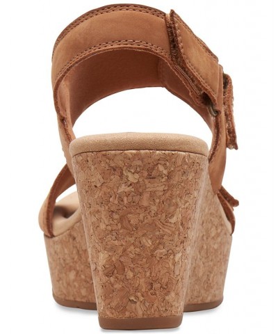 Women's Rose Lane Slingback Platform Wedge Sandals Tan/Beige $34.88 Shoes