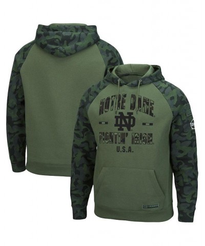 Men's Olive and Camo Notre Dame Fighting Irish OHT Military-Inspired Appreciation Raglan Pullover Hoodie $37.50 Sweatshirt