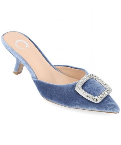 Women's Rishie Velvet Heels Blue $55.00 Shoes