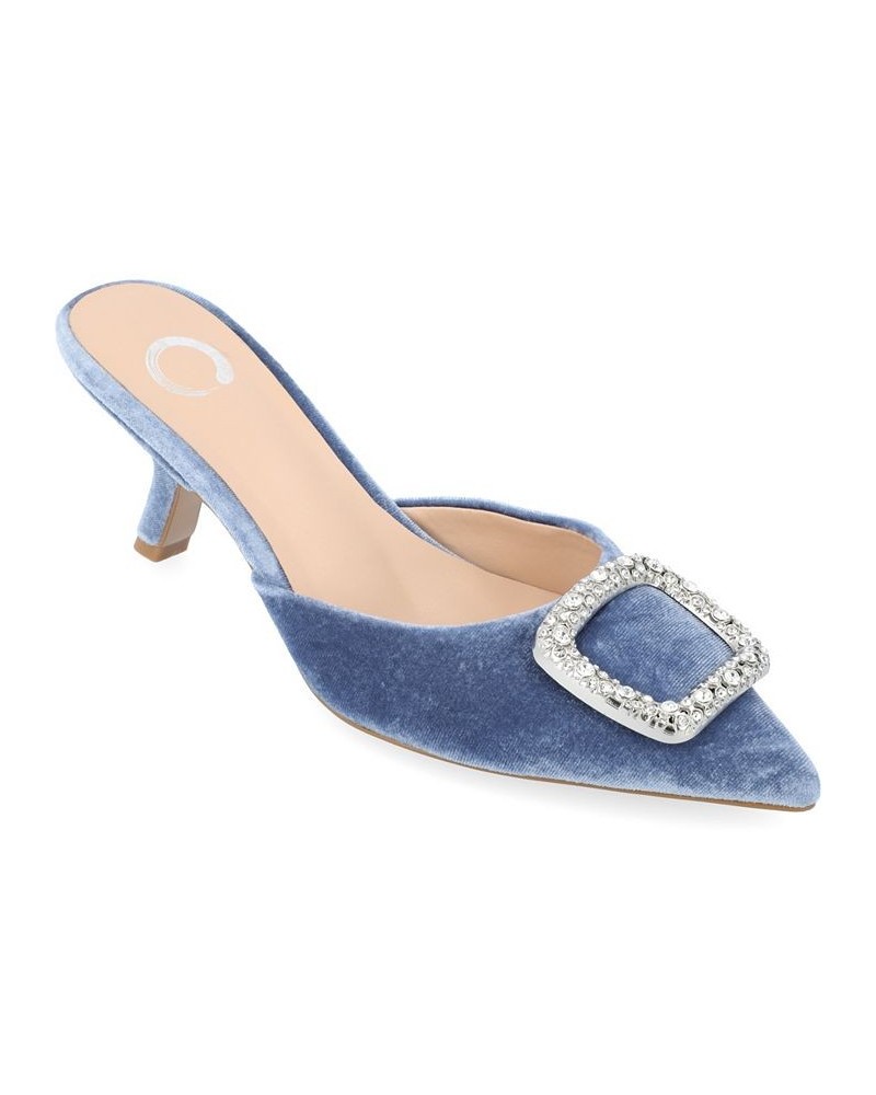 Women's Rishie Velvet Heels Blue $55.00 Shoes