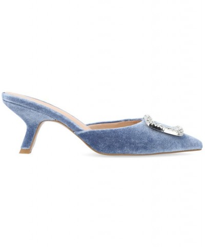 Women's Rishie Velvet Heels Blue $55.00 Shoes