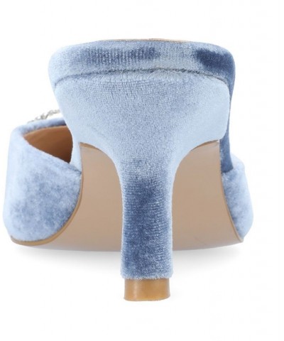 Women's Rishie Velvet Heels Blue $55.00 Shoes