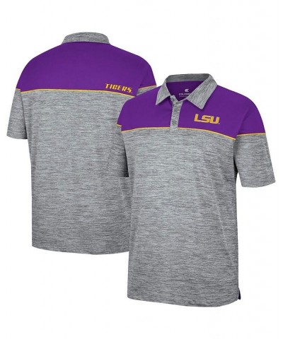 Men's Heathered Gray, Purple LSU Tigers Birdie Polo Shirt $25.30 Polo Shirts