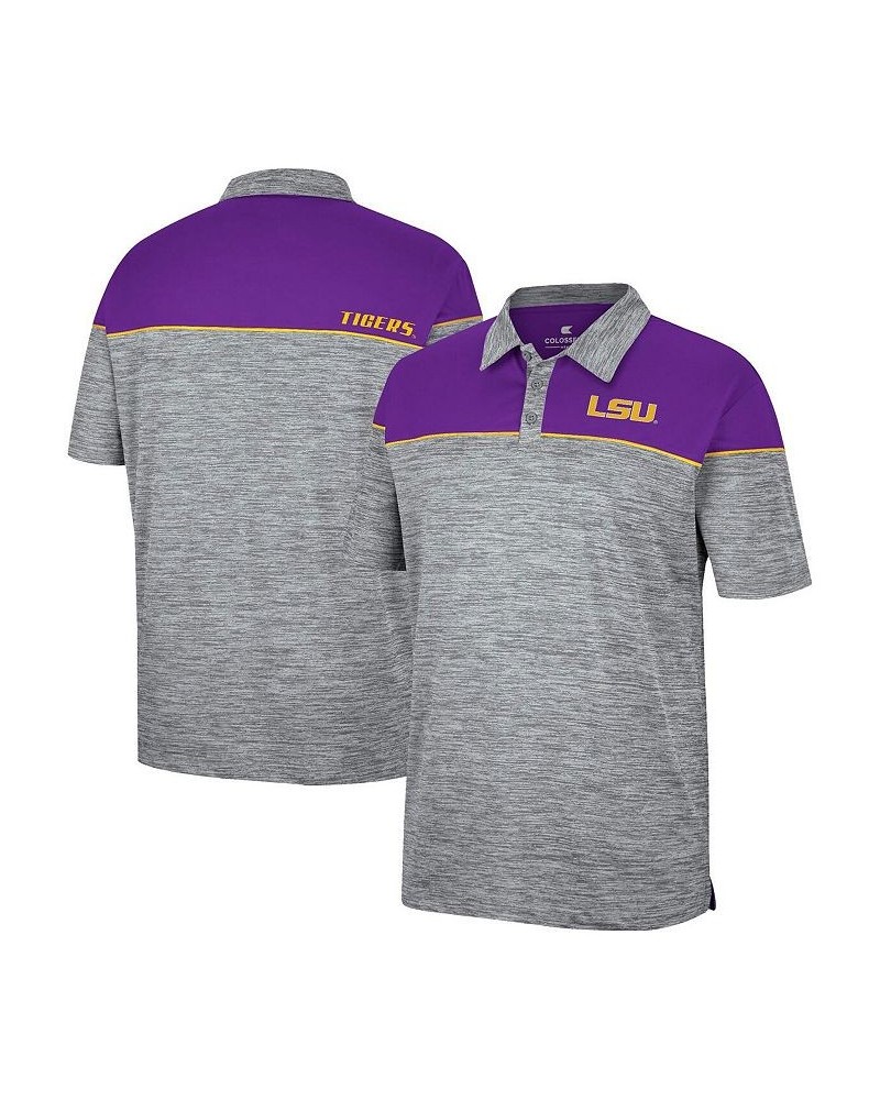 Men's Heathered Gray, Purple LSU Tigers Birdie Polo Shirt $25.30 Polo Shirts