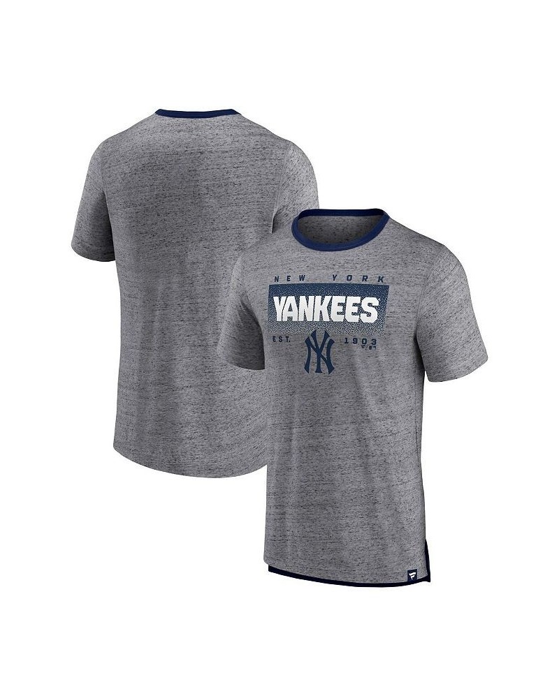 Men's Branded Heathered Gray New York Yankees Iconic Team Element Speckled Ringer T-shirt $21.60 T-Shirts