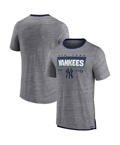 Men's Branded Heathered Gray New York Yankees Iconic Team Element Speckled Ringer T-shirt $21.60 T-Shirts