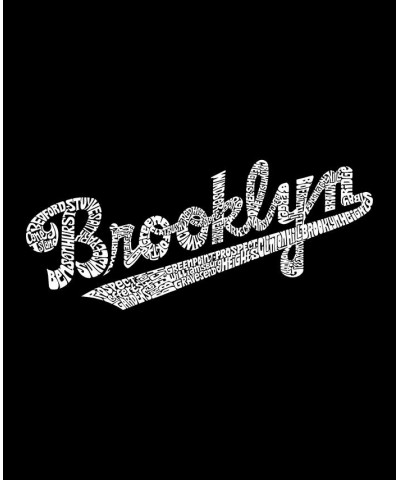 Men's Word Art Long Sleeve Brooklyn Neighborhoods T-shirt Black $19.20 T-Shirts