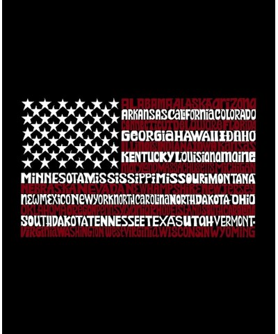 Men's 50 States USA Flag Word Art Hooded Sweatshirt Black $30.59 Sweatshirt