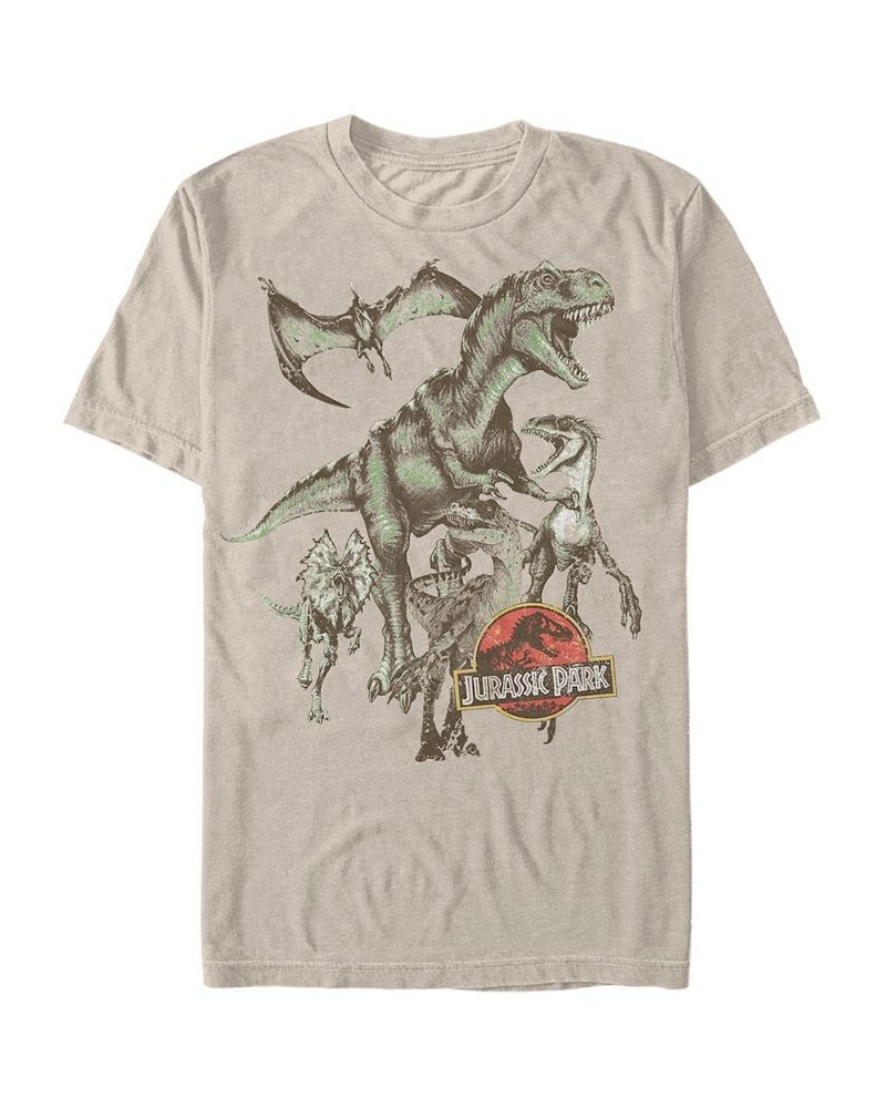 Jurassic Park Men's Retro Dinosaur Group Short Sleeve T-Shirt Tan/Beige $20.99 T-Shirts