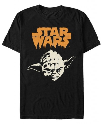 Star Wars Men's Yoda Big Face Drip Text Short Sleeve T-Shirt Black $14.70 T-Shirts