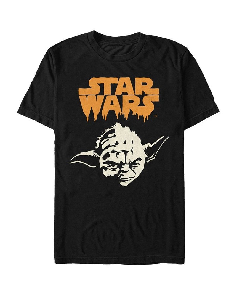 Star Wars Men's Yoda Big Face Drip Text Short Sleeve T-Shirt Black $14.70 T-Shirts