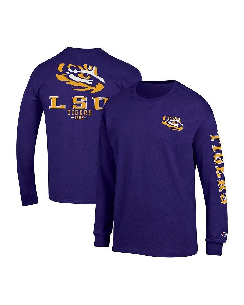 Men's Purple LSU Tigers Team Stack Long Sleeve T-shirt $25.49 T-Shirts