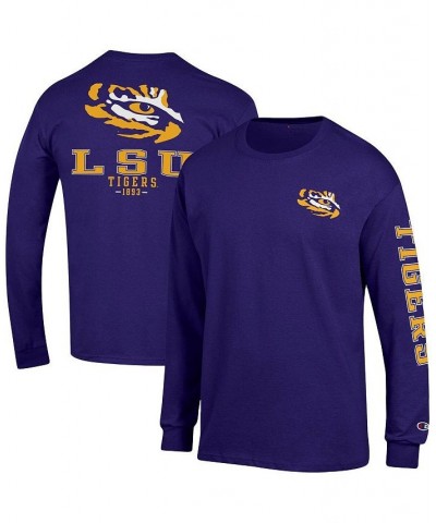 Men's Purple LSU Tigers Team Stack Long Sleeve T-shirt $25.49 T-Shirts