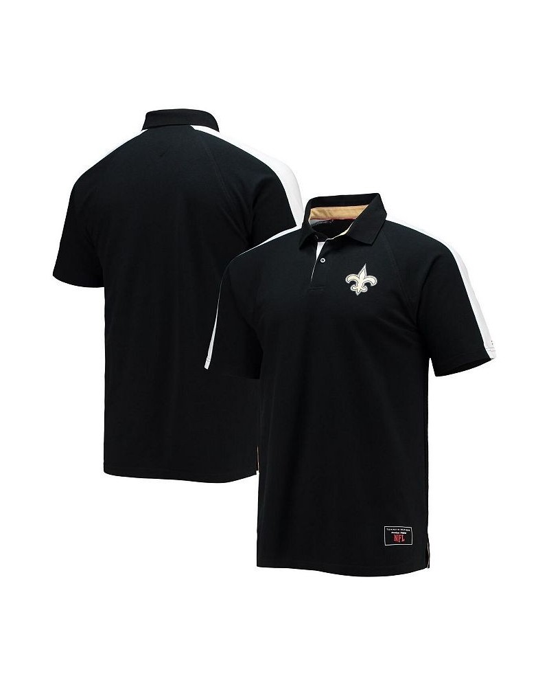 Men's Black, White New Orleans Saints Holden Raglan Polo Shirt $31.00 Polo Shirts