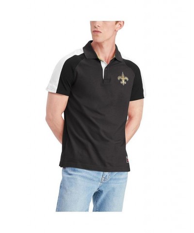 Men's Black, White New Orleans Saints Holden Raglan Polo Shirt $31.00 Polo Shirts