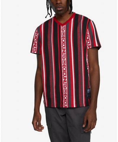 Men's Big and Tall Short Sleeves Line Down T-shirt Red $31.90 T-Shirts