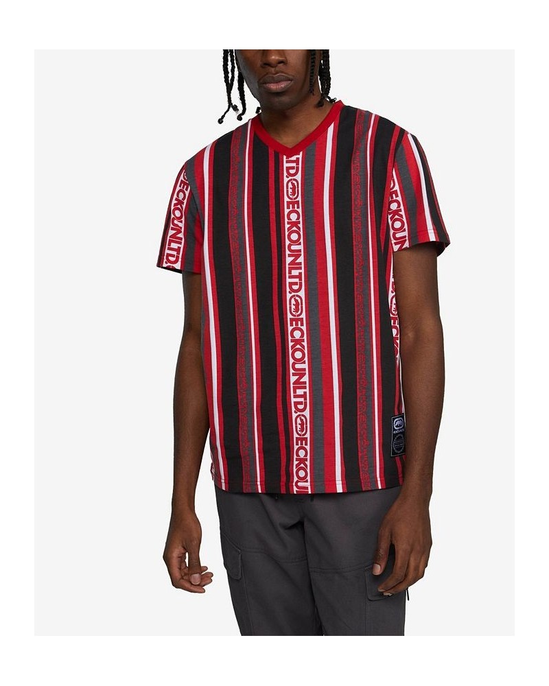 Men's Big and Tall Short Sleeves Line Down T-shirt Red $31.90 T-Shirts