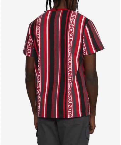 Men's Big and Tall Short Sleeves Line Down T-shirt Red $31.90 T-Shirts