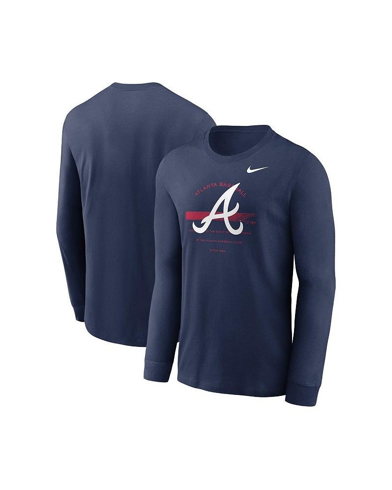 Men's Navy Atlanta Braves Over Arch Performance Long Sleeve T-shirt $23.00 T-Shirts