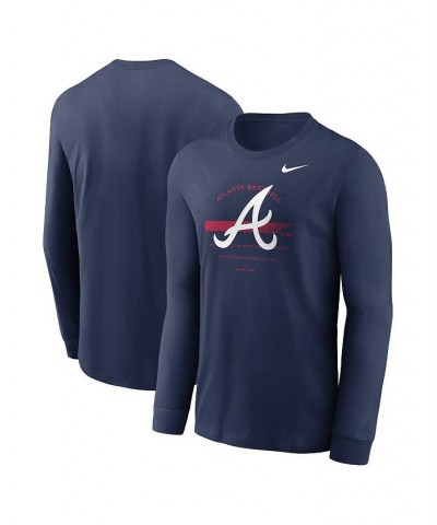 Men's Navy Atlanta Braves Over Arch Performance Long Sleeve T-shirt $23.00 T-Shirts