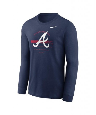 Men's Navy Atlanta Braves Over Arch Performance Long Sleeve T-shirt $23.00 T-Shirts