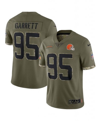 Men's Myles Garrett Olive Cleveland Browns 2022 Salute To Service Limited Jersey $51.80 Jersey