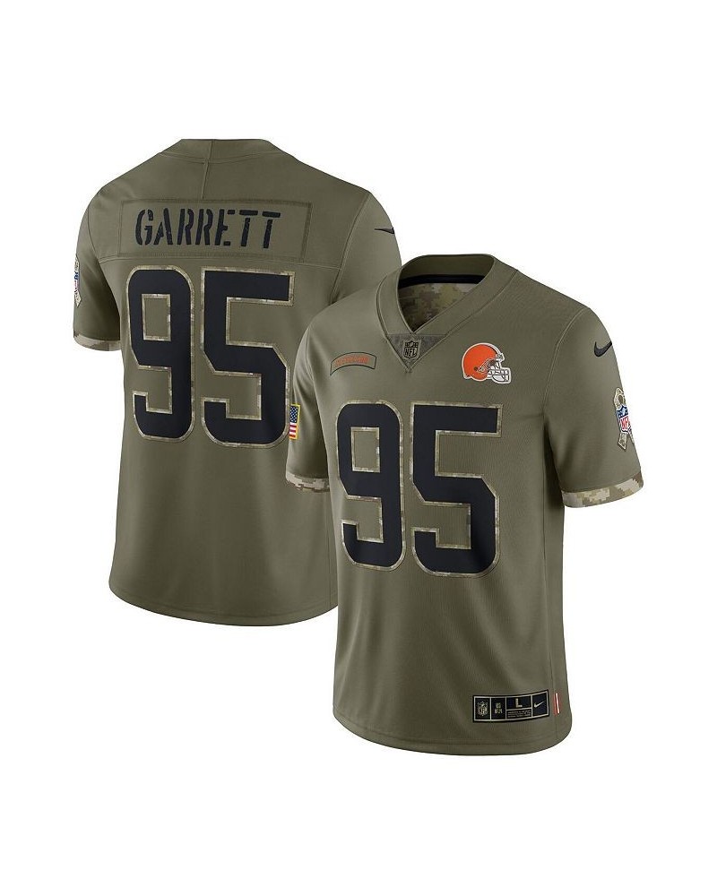 Men's Myles Garrett Olive Cleveland Browns 2022 Salute To Service Limited Jersey $51.80 Jersey