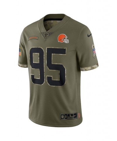 Men's Myles Garrett Olive Cleveland Browns 2022 Salute To Service Limited Jersey $51.80 Jersey