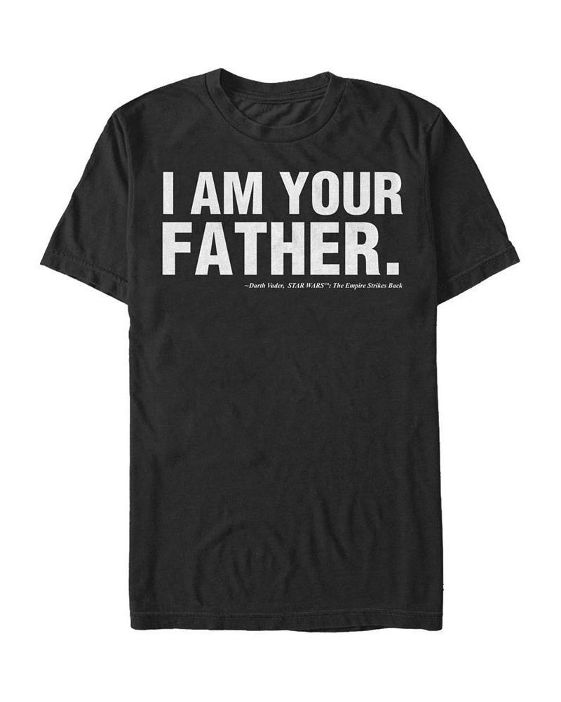 Men's Star Wars Father's Day I Am Your Father Text Movie Quote Short Sleeve T-shirt Black $18.54 T-Shirts