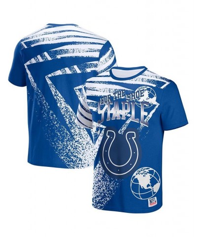 Men's NFL X Staple Blue Indianapolis Colts Team Slogan All Over Print Short Sleeve T-shirt $23.59 T-Shirts