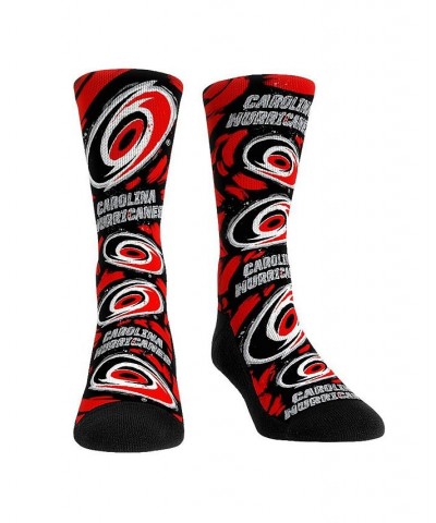 Men's and Women's Socks Carolina Hurricanes Allover Logo and Paint Crew Socks $17.69 Socks