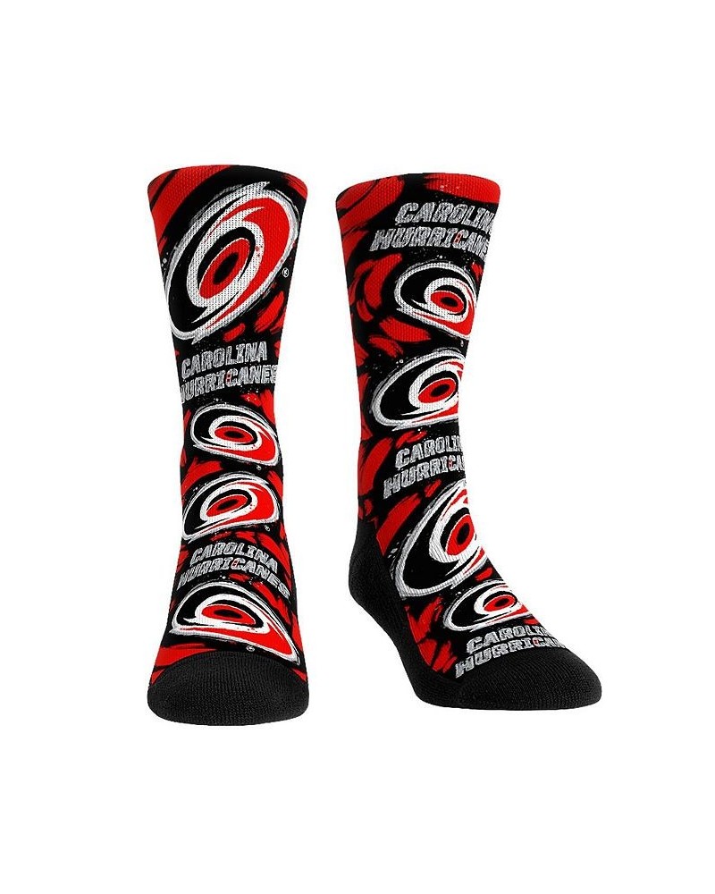 Men's and Women's Socks Carolina Hurricanes Allover Logo and Paint Crew Socks $17.69 Socks