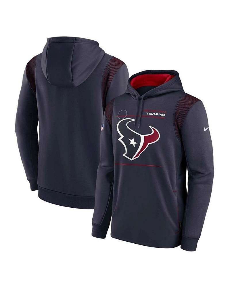 Men's Navy Houston Texans Sideline Logo Performance Pullover Hoodie $38.70 Sweatshirt