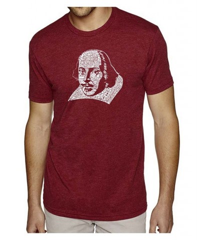 Men's Premium Word Art T-Shirt - Shakespeare Red $24.29 T-Shirts